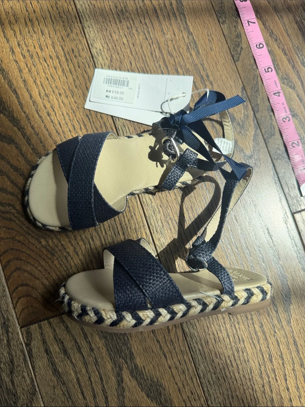 Janie and Jack Navy Braided Espadrille Tie Sandals